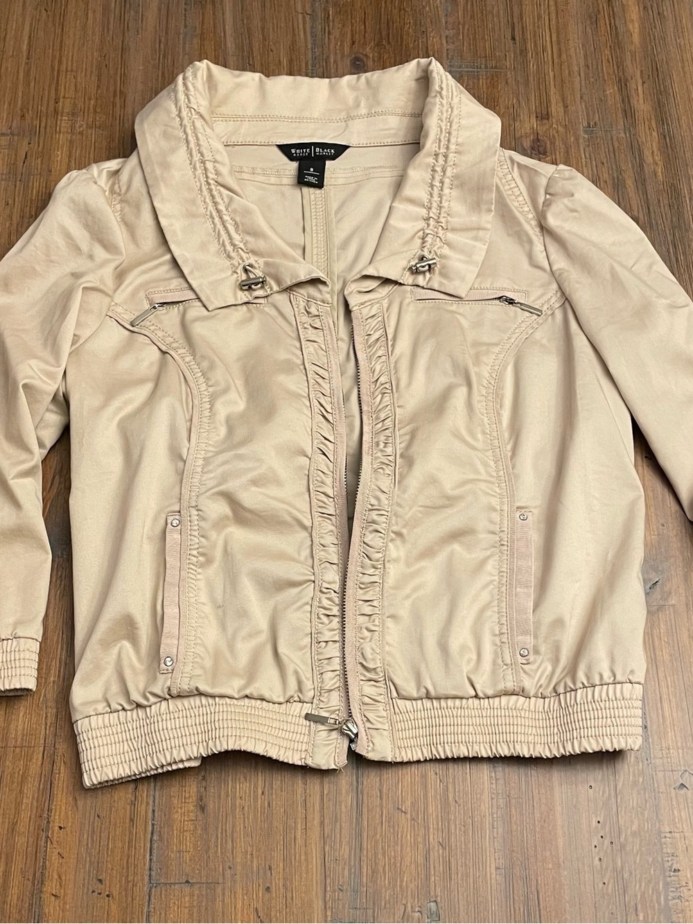 White House Black Market Beige Bomber Jacket